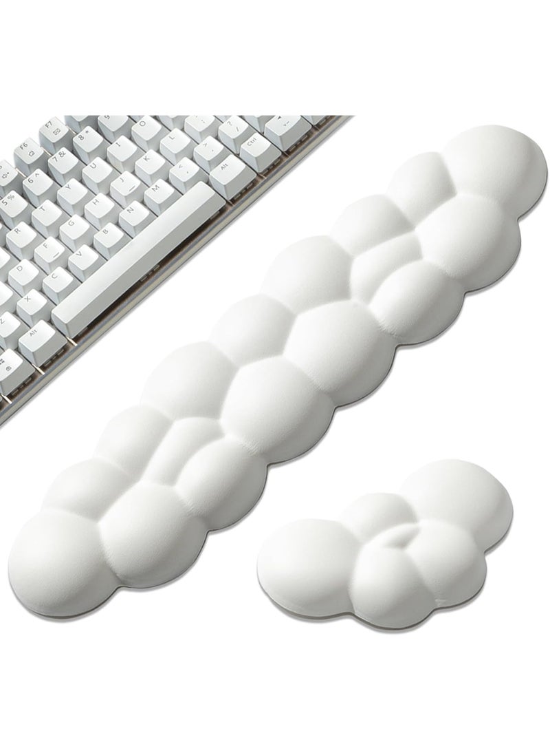 Keyboard cloud wrist rest and mouse wrist rest set, white cloud wrist rest with leather surface anti slip base, cloud palm rest to relieve wrist and arm pain PC gaming/office/computer/laptop (CD001) - Image 1